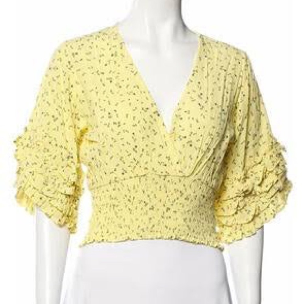 FAITHFULL THE BRAND Printed V-Neck Crop Top